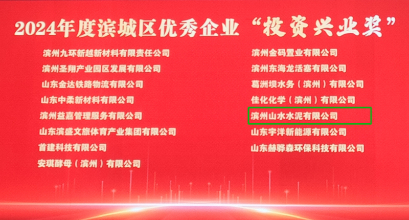 2024年度滨城区优秀企业“投资兴业奖”
